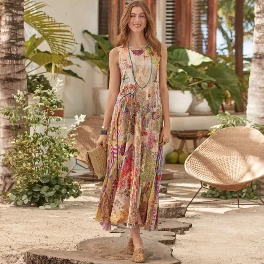 Johnny Was Vibrant Floral Maxi Dress